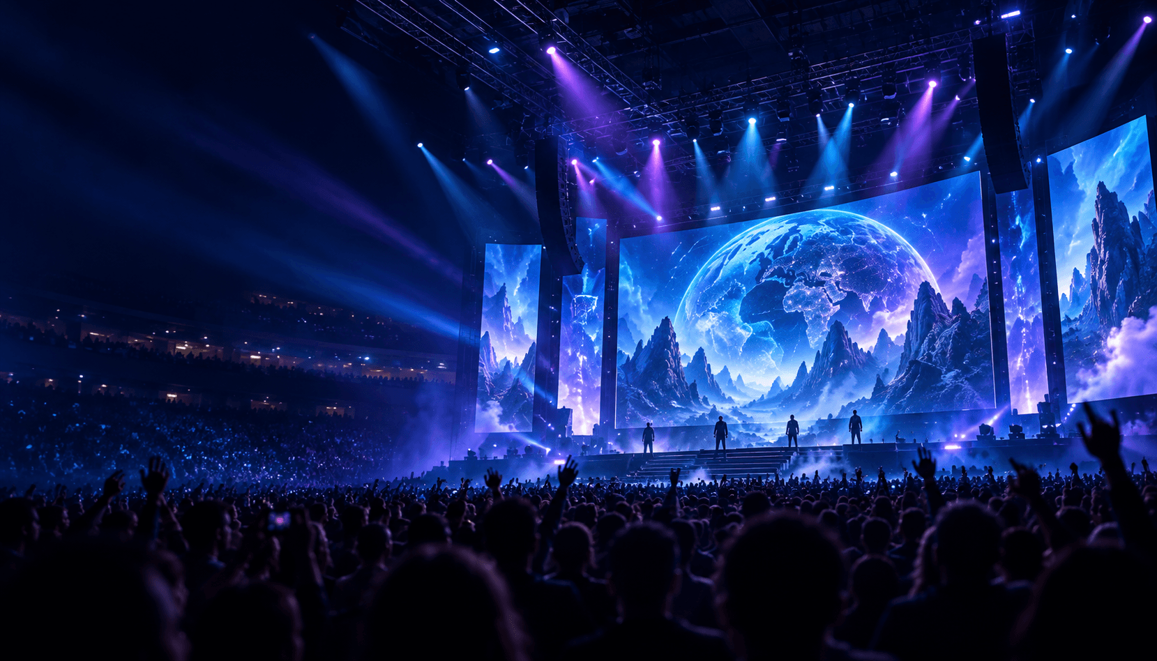 Editorial illustration of a BlizzCon stage before a large convention crowd