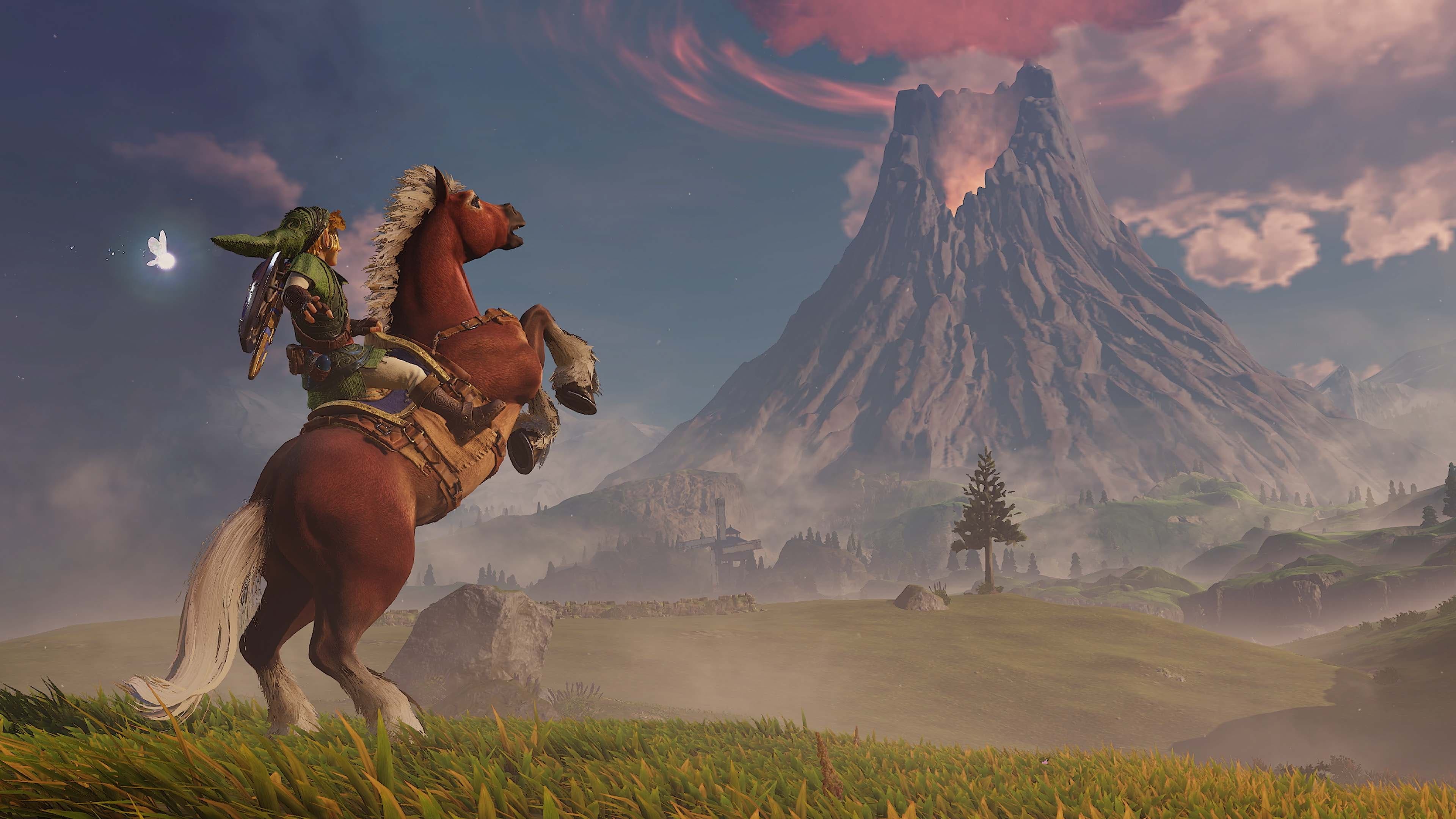 Nintendo screenshot of Link and Epona overlooking Hyrule