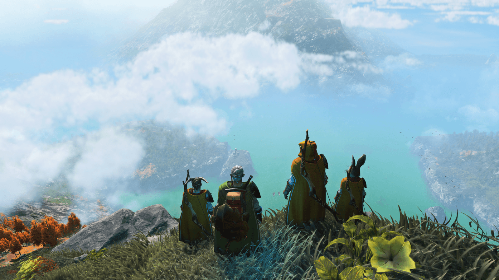 Official Light No Fire screenshot of travelers overlooking a lake
