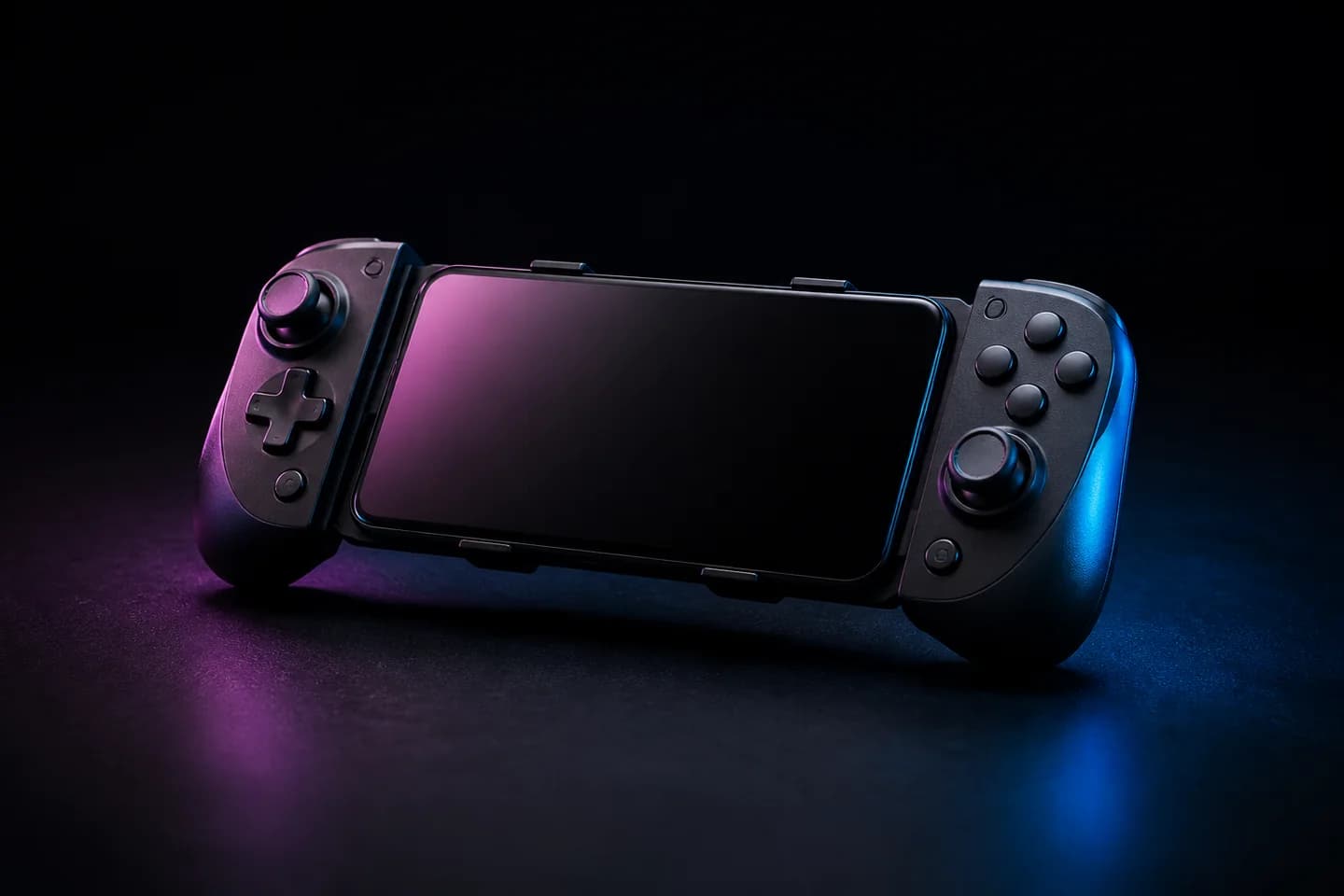 Unbranded mobile gaming controller with a phone mounted in the center
