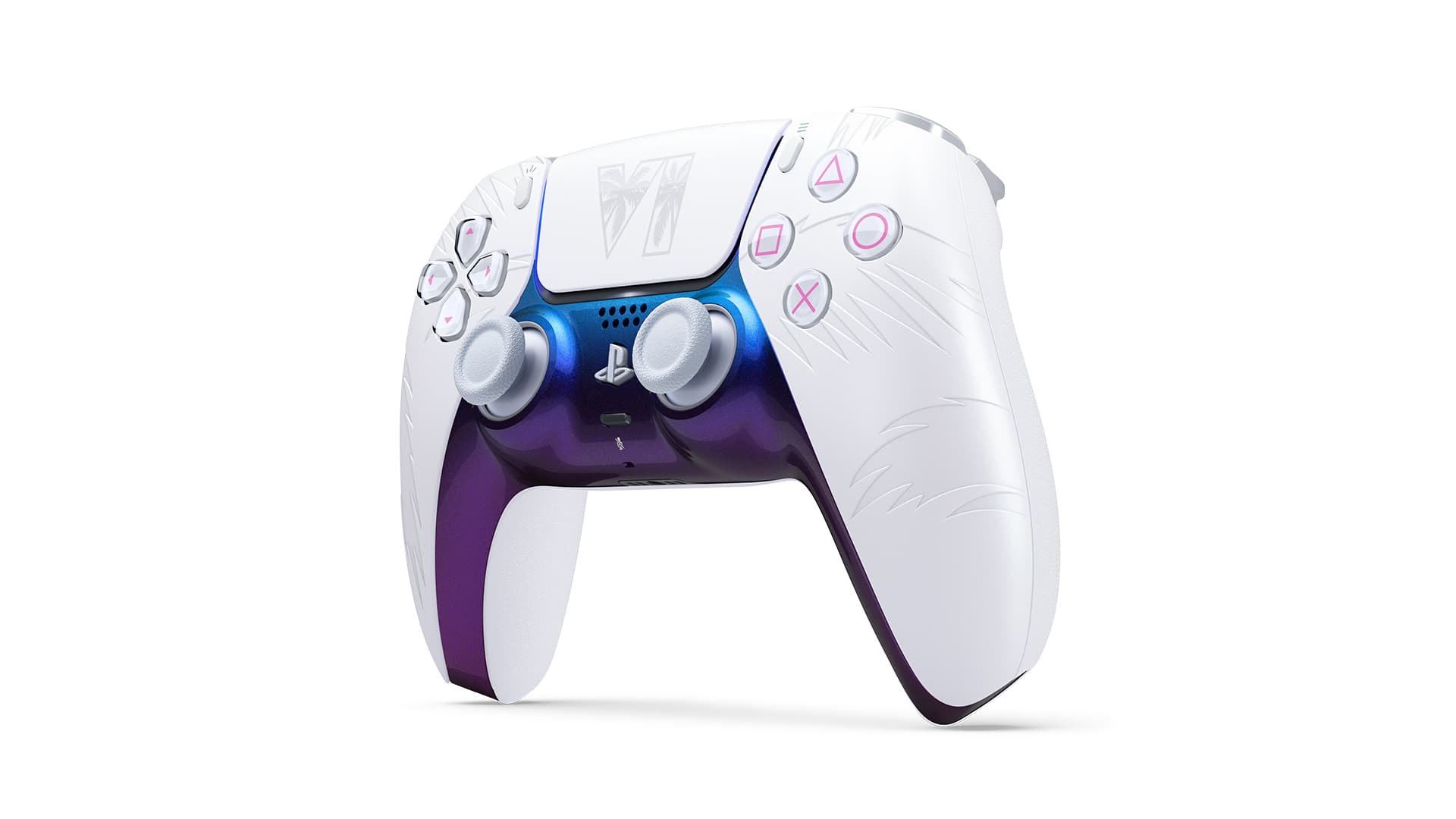 Official PlayStation image of the Grand Theft Auto VI White Limited Edition DualSense controller
