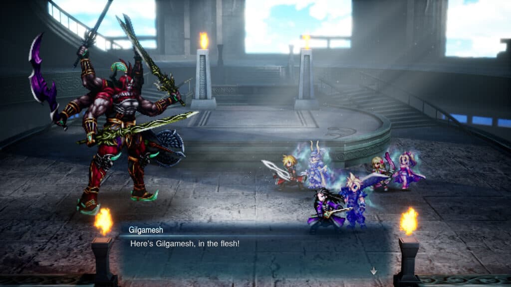 Gilgamesh appears in a dialogue scene from Final Fantasy Resonance.