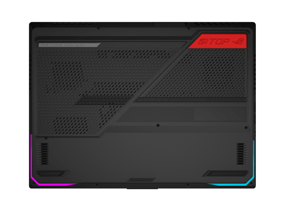 ASUS ROG Strix G15 gaming laptop open, showing keyboard and display