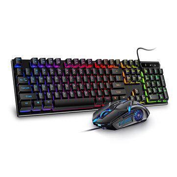 104 Keys USB Wired Gaming Keyboard and Mouse Set Waterproof Silent/Sound Changing Backlight Mouse for Computer Desktop Notebook - Gamer Z Paradise