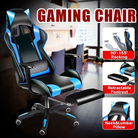 155° Furniture Office Chair High Back Gaming Chair Recliner Computer PU Leather Seat Gamer Office Lying Armchair with Footrest - Gamer Z Paradise