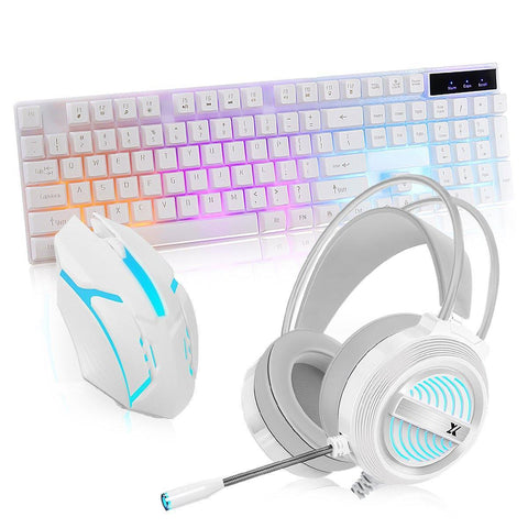 3Pcs Gaming Keyboard & Mouse Headset Combo 104 Keys RGB Backlit Waterproof Mechanical Feeling Keyboard Ergonomic Mouse USB Wired LED PC Gaming Headset with Microphone for Computer Gamer Home Office - Gamer Z Paradise