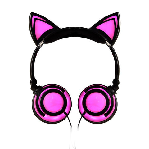 Cat ear head-mounted luminous foldable mobile phone music headset - Gamer Z Paradise
