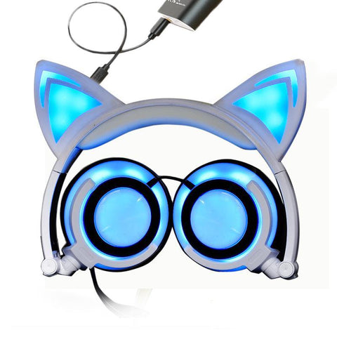 Cat ear head-mounted luminous foldable mobile phone music headset - Gamer Z Paradise