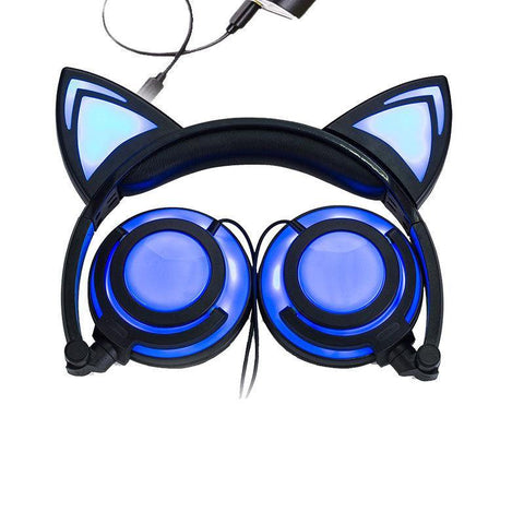Cat ear head-mounted luminous foldable mobile phone music headset - Gamer Z Paradise