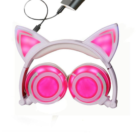 Cat ear head-mounted luminous foldable mobile phone music headset - Gamer Z Paradise