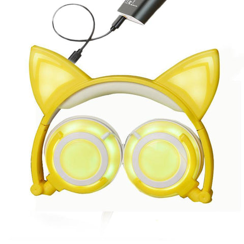 Cat ear head-mounted luminous foldable mobile phone music headset - Gamer Z Paradise