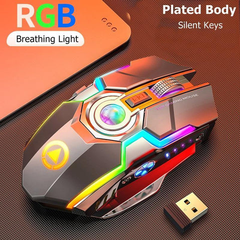 Color Wireless Gaming RGB Rechargeable Mute Button Mouse - Gamer Z Paradise