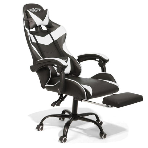 Douxlife  Racing GC RC02 Gaming Chair  Ergonomic Design 150 Reclining Thick Padded Back Integrated Armrest Restractable Footrest for Home Office - Gamer Z Paradise