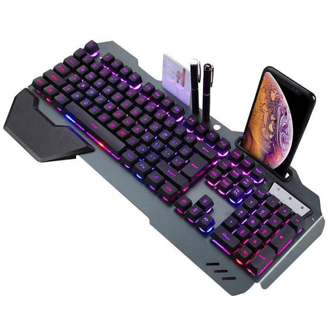 ErgonomicWired Gaming Keyboard with RGB Backlight Phone Holder - Gamer Z Paradise