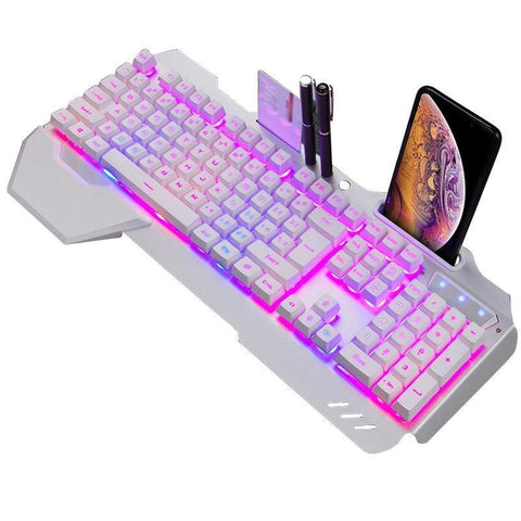 ErgonomicWired Gaming Keyboard with RGB Backlight Phone Holder - Gamer Z Paradise