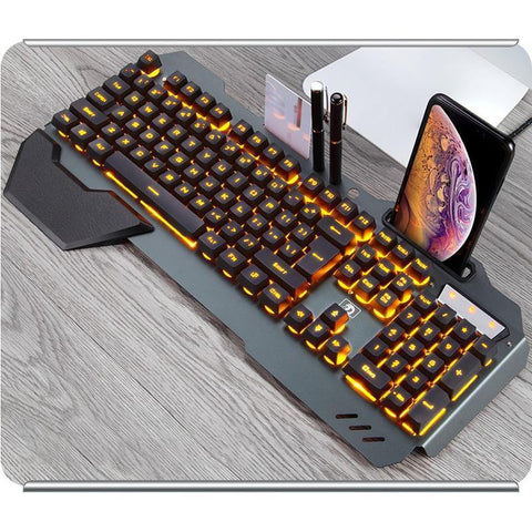 ErgonomicWired Gaming Keyboard with RGB Backlight Phone Holder - Gamer Z Paradise