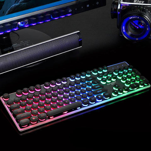 Forerunner Gx60 Punk Imitation Manipulator Feel Glowing Retro Gaming Computer Usb Wired Chicken Keyboard Wholesale - Gamer Z Paradise