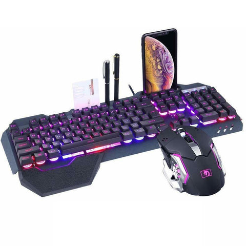 K618 104 Keys USB Wired Multimedia RGB Backlit Gaming Keyboard and 2400DPI LED Gaming Mouse Set - Gamer Z Paradise