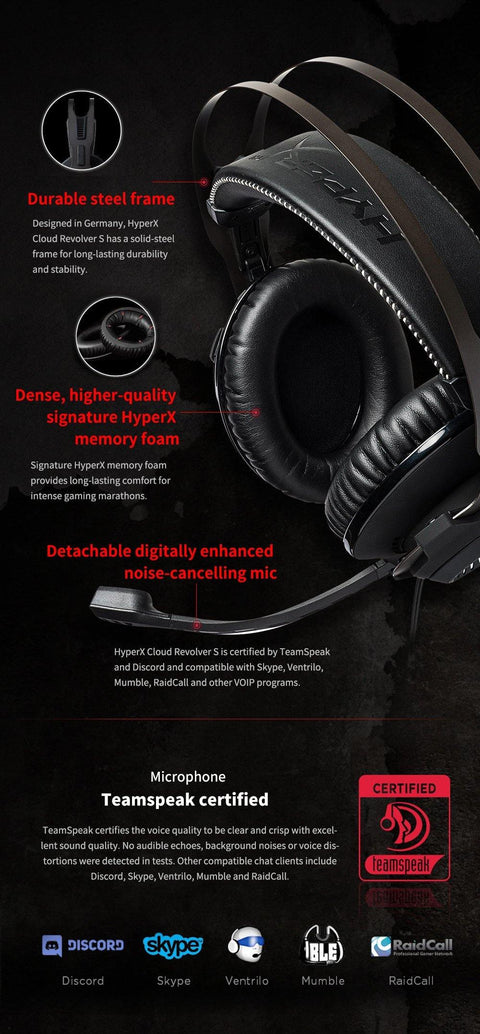 Kingston HyperX headphone Cloud Revolver S Gaming Headset with Dolby 7.1 Surround Sound for PC, PS4, PS4 PRO, Xbox One, - Gamer Z Paradise