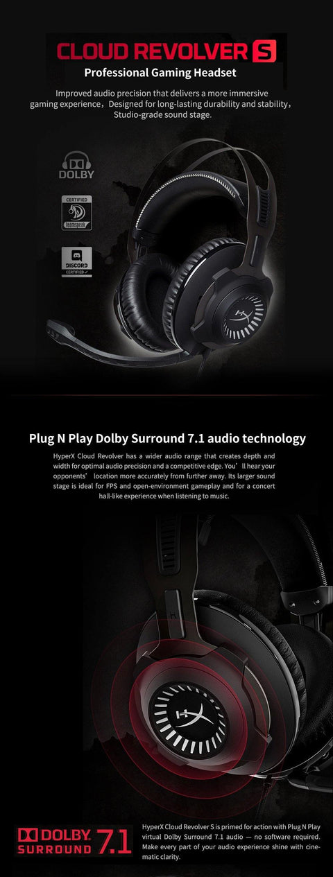 Kingston HyperX headphone Cloud Revolver S Gaming Headset with Dolby 7.1 Surround Sound for PC, PS4, PS4 PRO, Xbox One, - Gamer Z Paradise