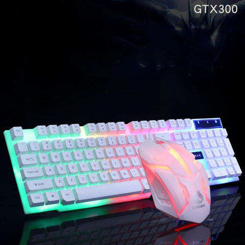 Limei GTX300 Keyboard And Mouse Set New USB Keyboard USB Mouse Internet Cafe Glowing Game Kit Colorful Backlight - Gamer Z Paradise