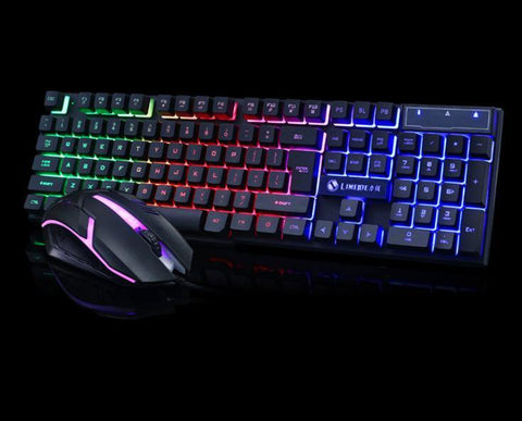 Limei GTX300 Keyboard And Mouse Set New USB Keyboard USB Mouse Internet Cafe Glowing Game Kit Colorful Backlight - Gamer Z Paradise