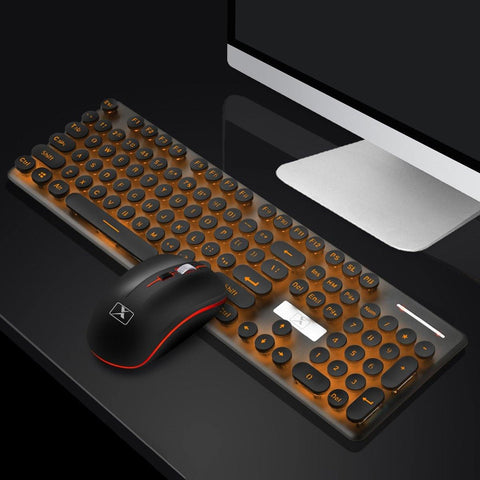 N528 104 Keys Colorful Backlit Mute Rechargeable Wireless Gaming Keyboard and 2.4G Wireless Mouse Combo with Mouse Pads - Gamer Z Paradise
