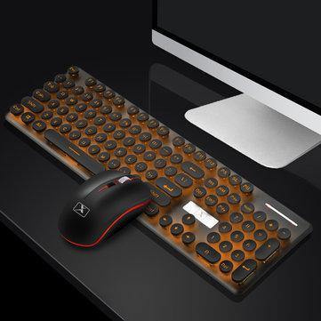 N528 104 Keys Colorful Backlit Mute Rechargeable Wireless Gaming Keyboard and 2.4G Wireless Mouse Combo with Mouse Pads - Gamer Z Paradise