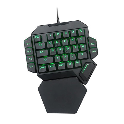 One-handed wired mechanical keyboard green axis set game gun god throne left hand small keyboard and mouse - Gamer Z Paradise
