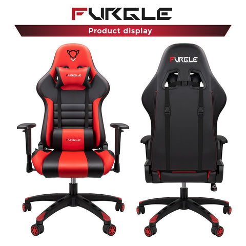 Furgle | Pro Series Gaming Chair with Comfortable Lumbar Support (Red & Black) | Gaming Chair