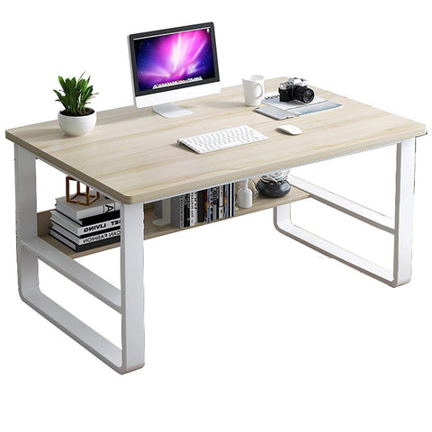 Standing Computer Desk Simple and Modern Writing Desk Dormitory Desk with Storage Board for Student - Gamer Z Paradise