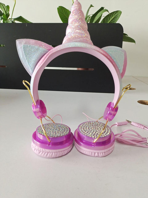 Stereo New Cartoon Blue And Purple Unicorn Headset Wired Children'S Headset - Gamer Z Paradise