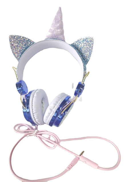 Stereo New Cartoon Blue And Purple Unicorn Headset Wired Children'S Headset - Gamer Z Paradise