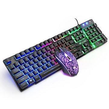 T11 Wired 104 Keys Mechanical Keyboard & Mouse Set Luminous Waterproof Gaming Keyboard Ergonomic Mouse - Gamer Z Paradise