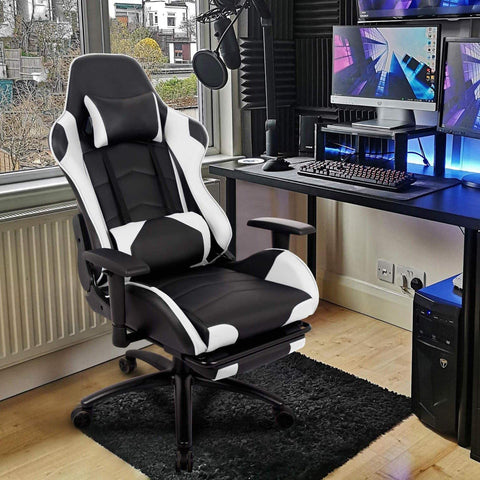 Zibbizo Massage Gaming Chair with Footrest Computer Chair Adjustable Swivel Recliner with Headrest and Lumbar Pillow Desk Chair - Gamer Z Paradise